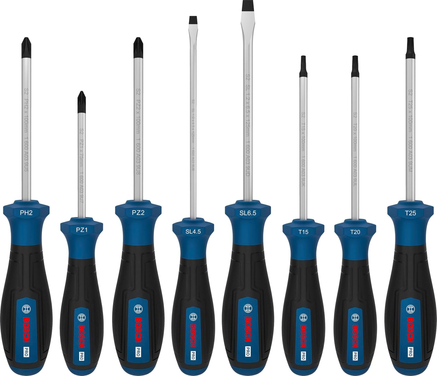 Bosch 8x PRO Schraubendreher-Set PH/PZ/SL/TX, 8-tlg. (Zubehör Handwerkzeug)