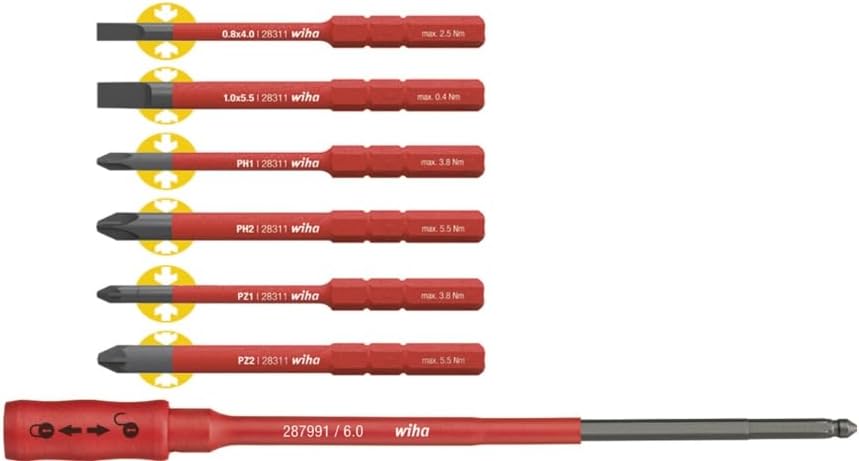 Wiha Drehmoment Schlüssel Schraubendreher Set TorqueVario-S electric (36791) gemischt 19tlg. | 0,8-5,0 Nm | inkl. Falttasche | Schlitz/Kreuz/PlusMinus/TORX