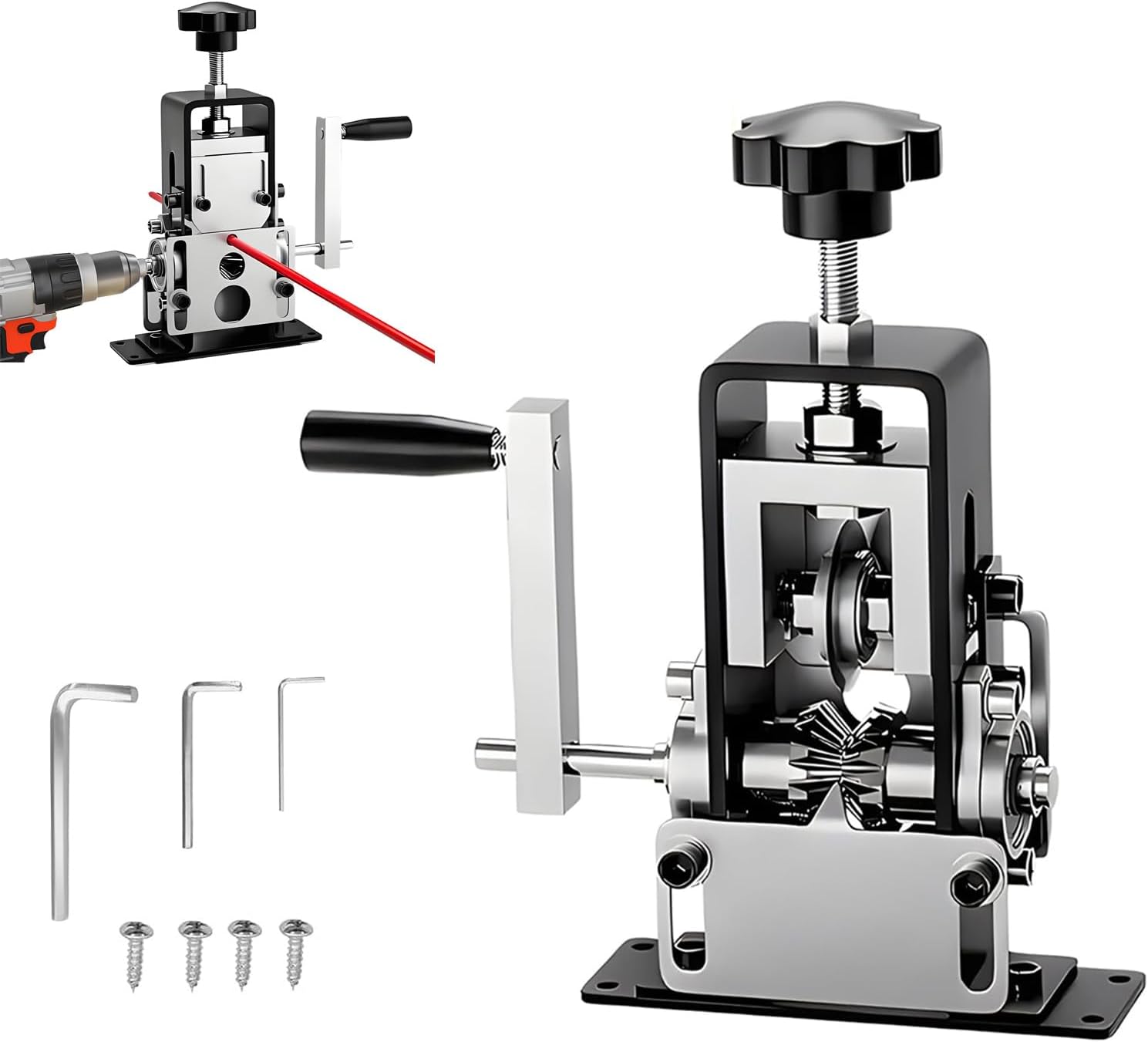 Manuelle Abisoliermaschine, Messgerät, 0,1–2,5 cm, Kupferdraht, Schäler, Bohrmaschine; Bohrbetriebenes Kabelschäler, Abisolierwerkzeug mit Handkurbel für Schrott, Kupferdraht, Kabel-Recycling