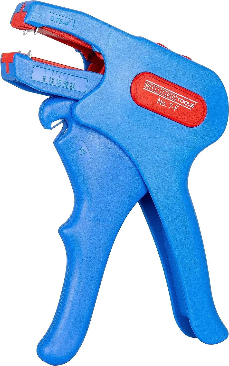 WEICON TOOLS 51001007 Abisolierzange No. 7-F für 0,75-4,00mm² Flachkabel mit Seitenschneider, blau/rot