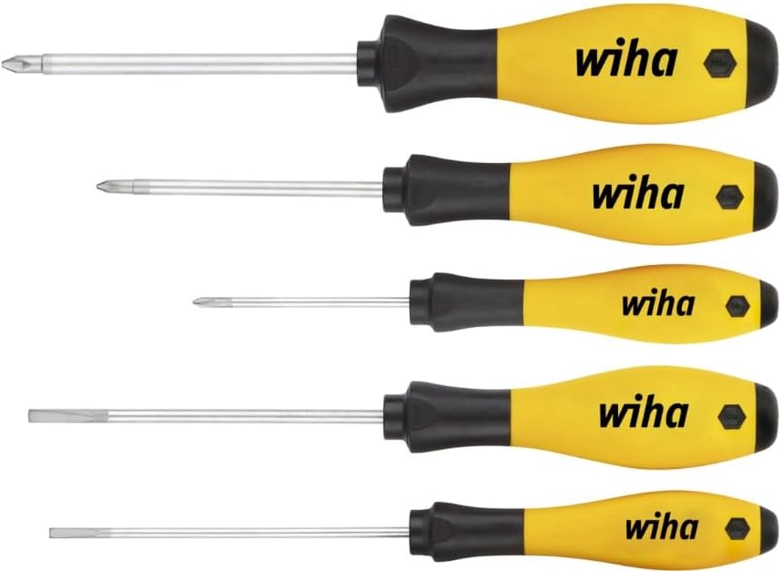 Wiha Schraubendreher Set SoftFinish® ESD (27252), 5 tlg., Schraubenzieher Satz für Elektroniker, Schraubwerkzeug für Verschrauben an elektrostatisch empfindlichen Bauteilen, Schlitz/ Phillips