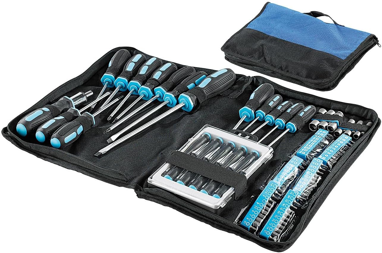 AGT Schraubenzieher Tasche: 100-teiliges Schraubendreher-Set in praktischer Tasche (Werkzeugtasche, Bit, Uhrmacherwerkzeug Sets)