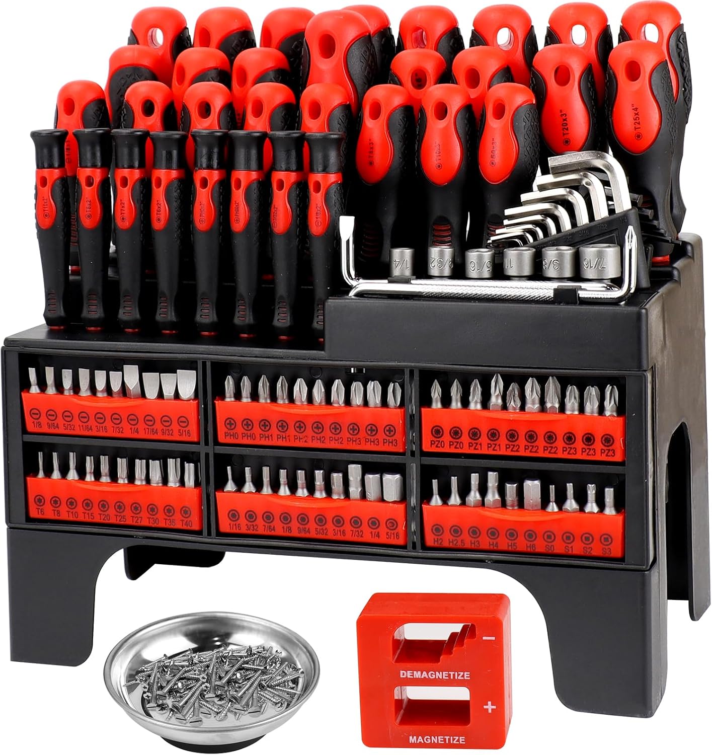 118 tlg. Schraubendreher Set, Magnetisches Feinmechaniker Schraubenzieher Set mit Kunststoffablage, Präzisionsschraubendreher, Magnetisierer und Magnetschale für DIY, Wartungsmöbel, Spielzeug