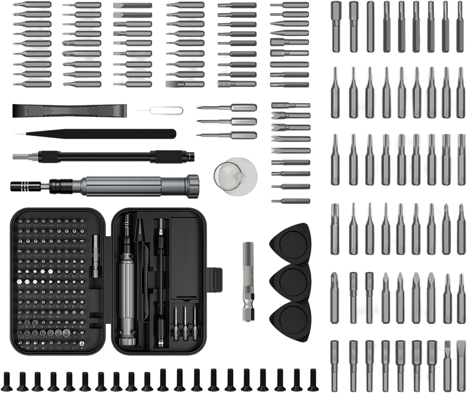 Feinmechaniker Schraubendreher Set: 150 Stück S2 Werkzeugstahl Präzisions Schraubendreher Set, Magnetischer Mini Schraubenzieher Set für Smartphone, Laptop, Uhr, Brille, Konsole, schwarze Box