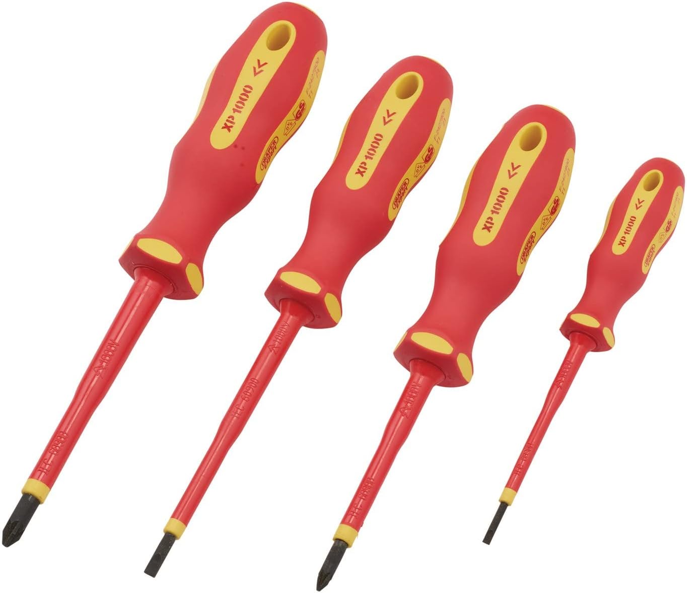 Draper EXPERT Ergo Plus 4 Stück VDE Isolierte Schraubendreher Schlitz & Pozi