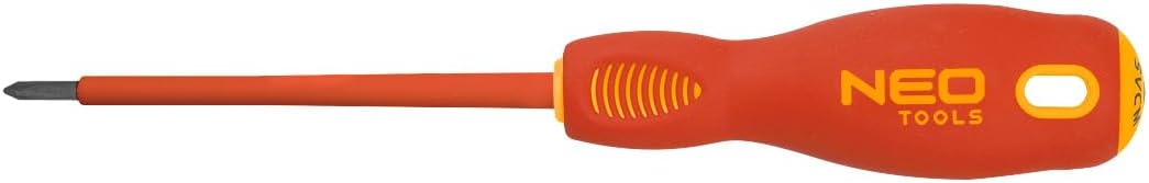 NEO TOOLS Profi Elektriker Schraubendreher Kreuzschlitz SVCM-Stahl PZ2 x 100 mm | Biegefestigkeit 56 HRC, TÜV