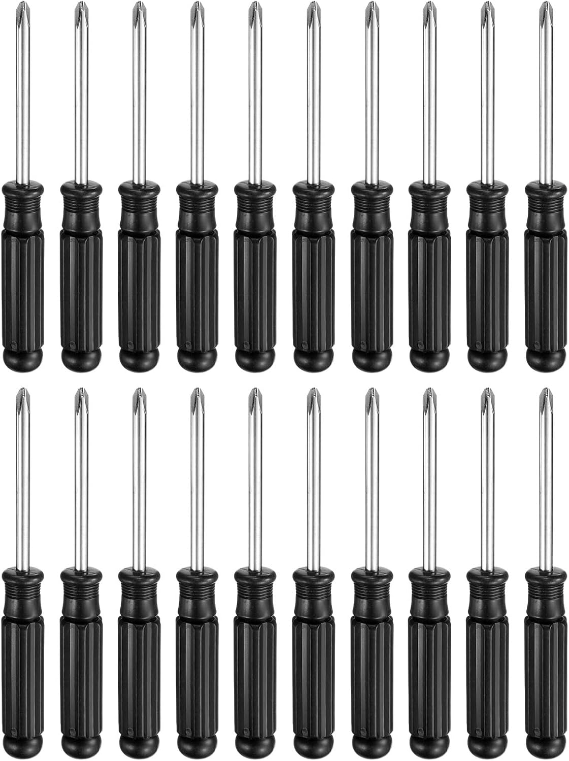 QUARKZMAN 20 Stück PH00 Klein Phillips Schraubendreher 92mm Länge Schraubenzieher Kohlenstoffstahl Mit 50mm Ergonomischem Griff Für DIY Reparaturen (Schwarz)
