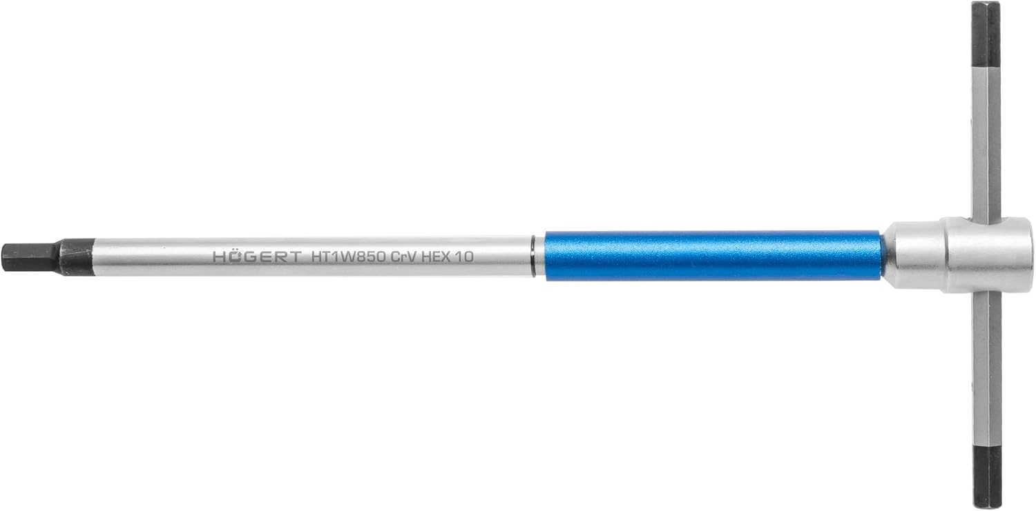 HÖGERT TECHNIK T-Griff TORX T27 – 180 mm – CrV-Stahl – mit verschiebbarem Quergriff & 3-fach Antrieb – für Montage & Werkstatt – Profi Schraubwerkzeug