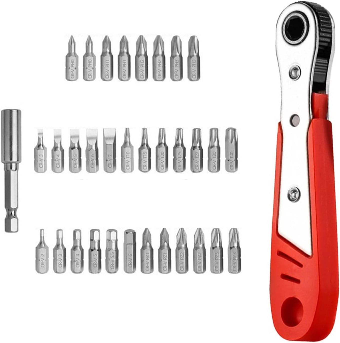 34-teiliges Mini Ratcheting Schraubendreher Bit Set - 36-Zahn Low Profile Offset Ratchet Schlüssel mit Magnetbitten, Ideales Reparaturwerkzeug-Kit für enge Räume.