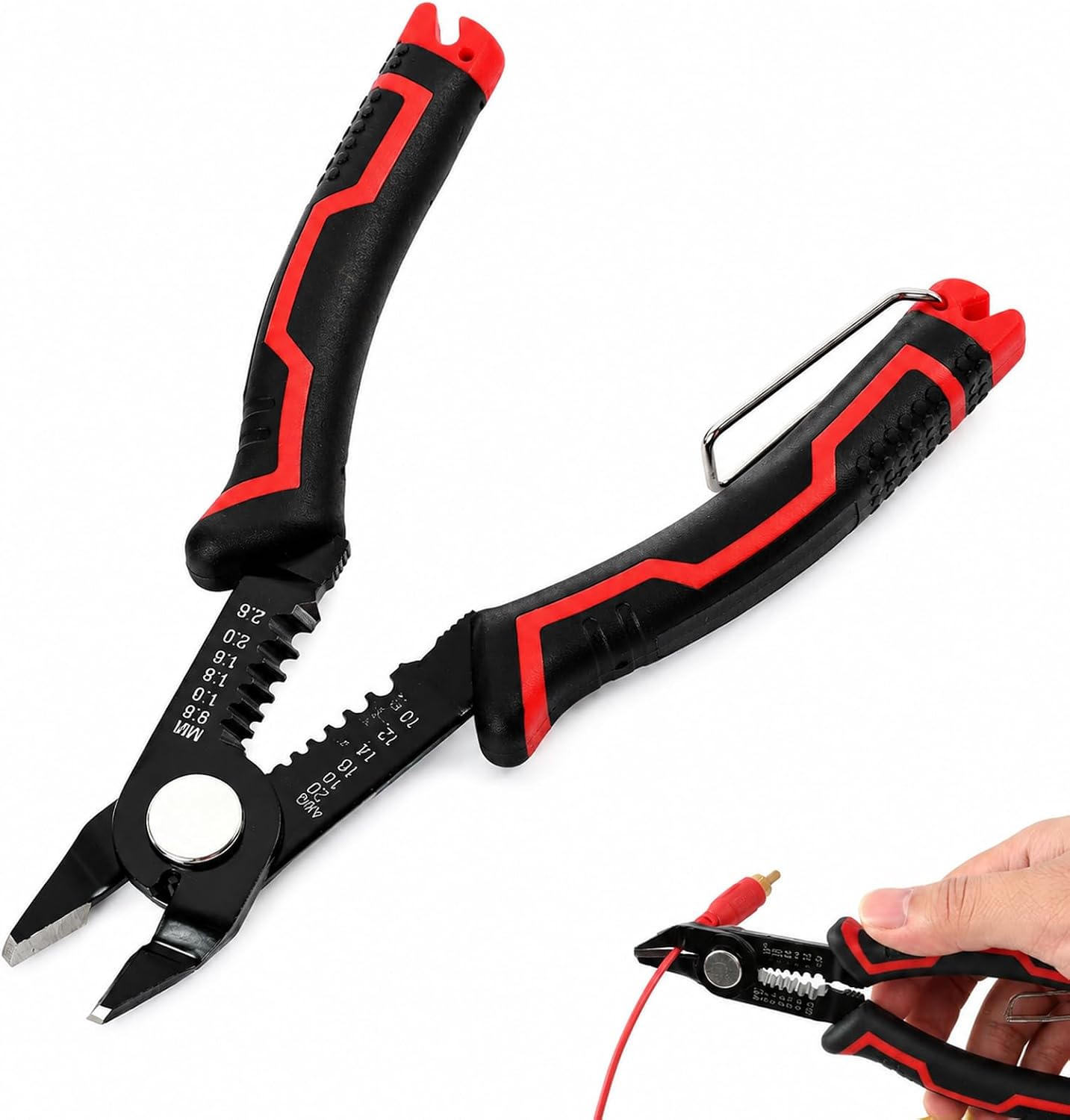 3-in-1 Seitenschneider, Schneidezange und Abisolierzange 15.7cm, Versteckte Feder, Anti Rutsch Griff, Wire Stripper Abisolierwerkzeug für 20-10 AWG Kabel, für Platinen und Kleinstarbeiten