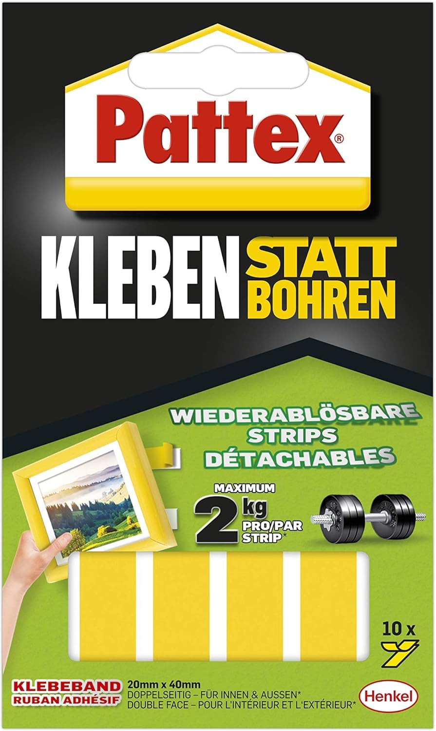 Pattex Kleben statt Bohren Klebeband, doppelseitig, Weiß, 19mm x 1,5m