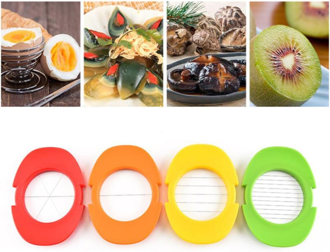 Edelstahl 4-in-1 Eierschneider mit Eiertrenner für Eier und Obst