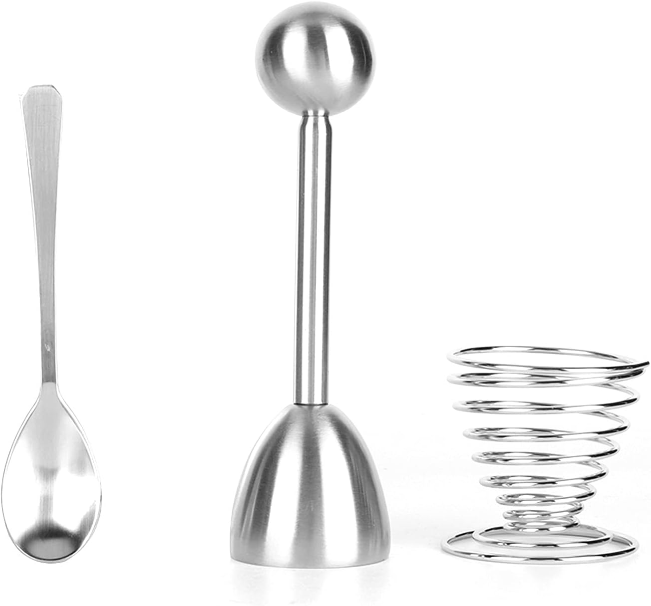 Edelstahl-Eierschneider, Eierschneider-Topper-Set, rostfreier gekochter Eierschneider, leichter Eieröffner, Eieraufsatz für gekochte ungekochte Eier