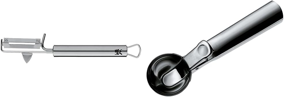 WMF Profi Plus Kartoffelschäler Pendelklinge 19 cm & Gourmet Eisportionierer 18 cm, Eislöffel mit Auswerfer