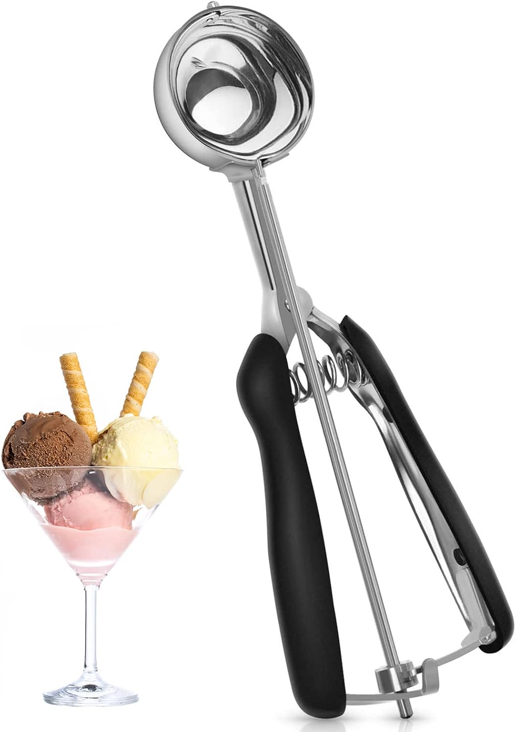 Eisportionierer Edelstahl, Eislöffel Edelstahl Poliert für Eiscreme Melone Fleischbällchen Kuchen Teig Plätzchen Keksteig Reis, 5cm Eislöffel Portionierer