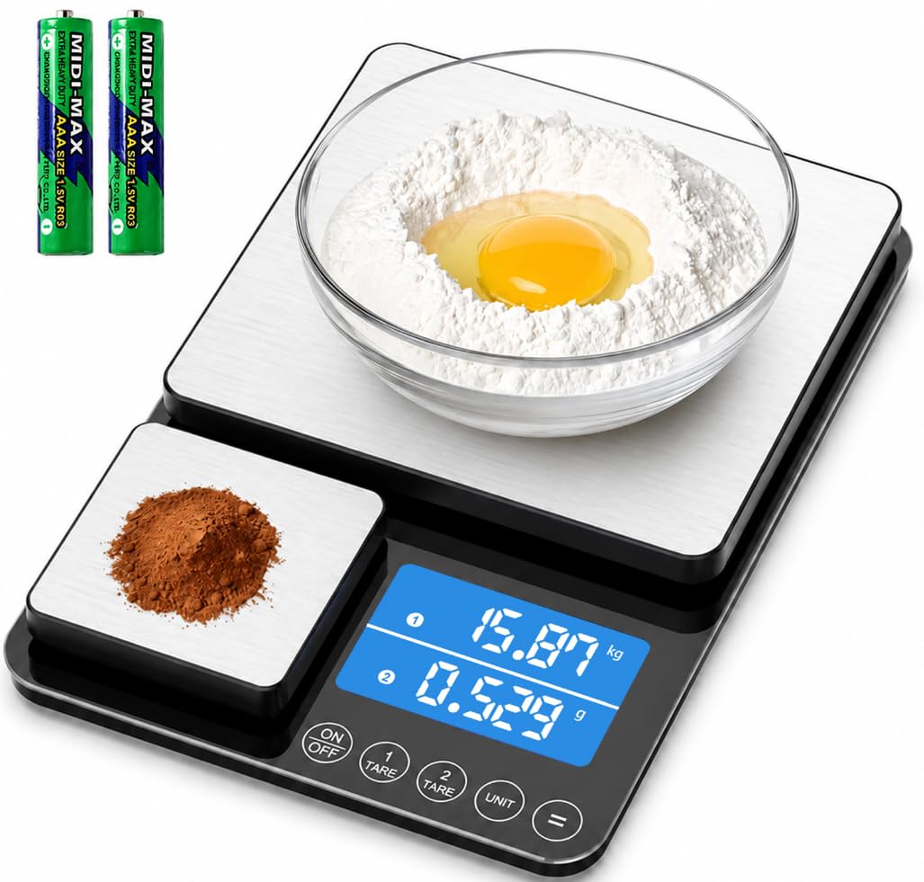 Diyife Balance Cuisine Haute Double Plateforme [500G/0.01G & 15Kg/1G]