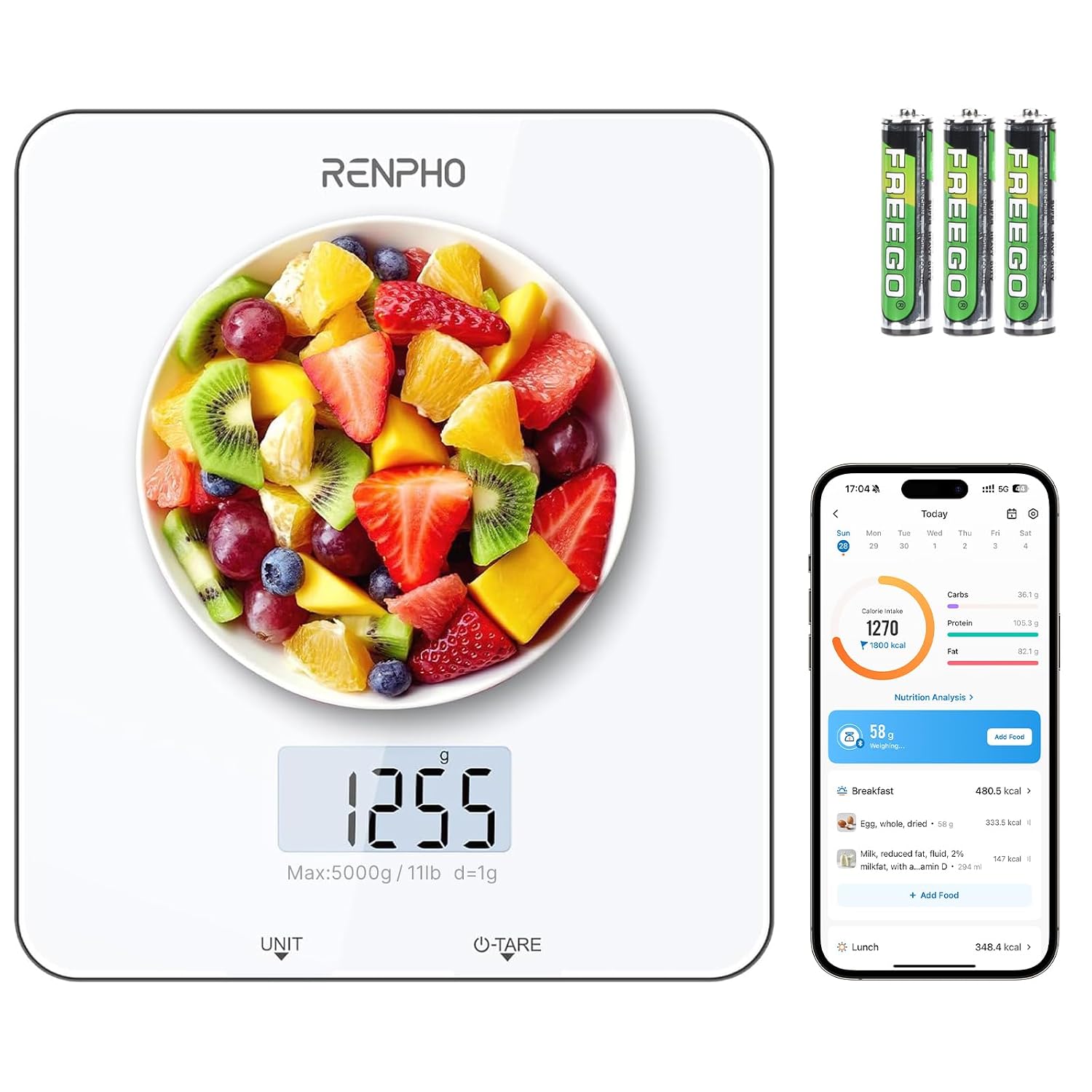 RENPHO Balance de Cuisine Numérique, Cuisson, Café, App