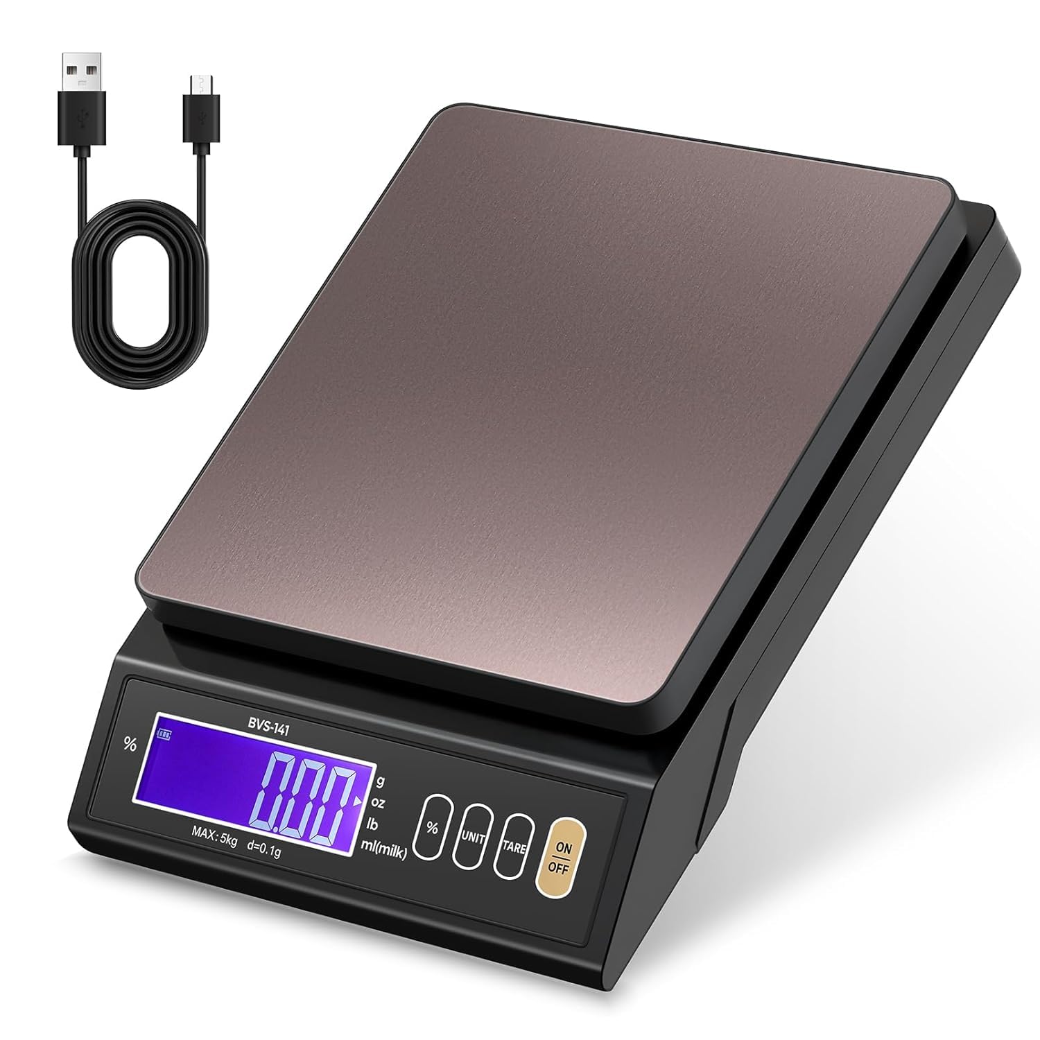 Bonvoisin 5 kg/ 0.1 g Balance Numérique de Cuisine & Pâtisserie, Pesée en%