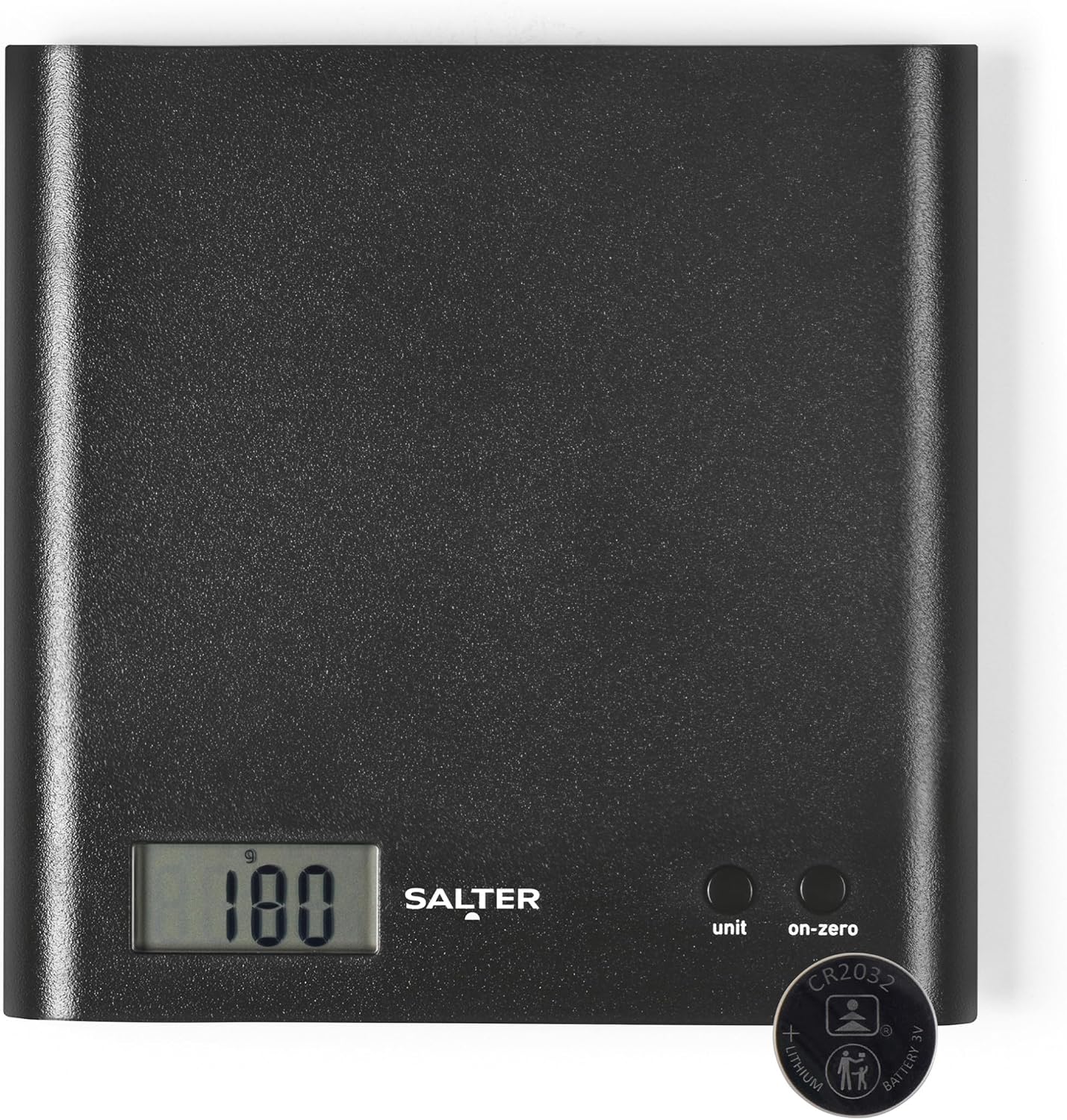 Salter Arc Balance de cuisine – Balances numériques pour la cuisson et la cuisson précises, plate-forme mince pour un rangement compact, fonction d’ajout et de pesée/tare, capacité de 3 kg, noir
