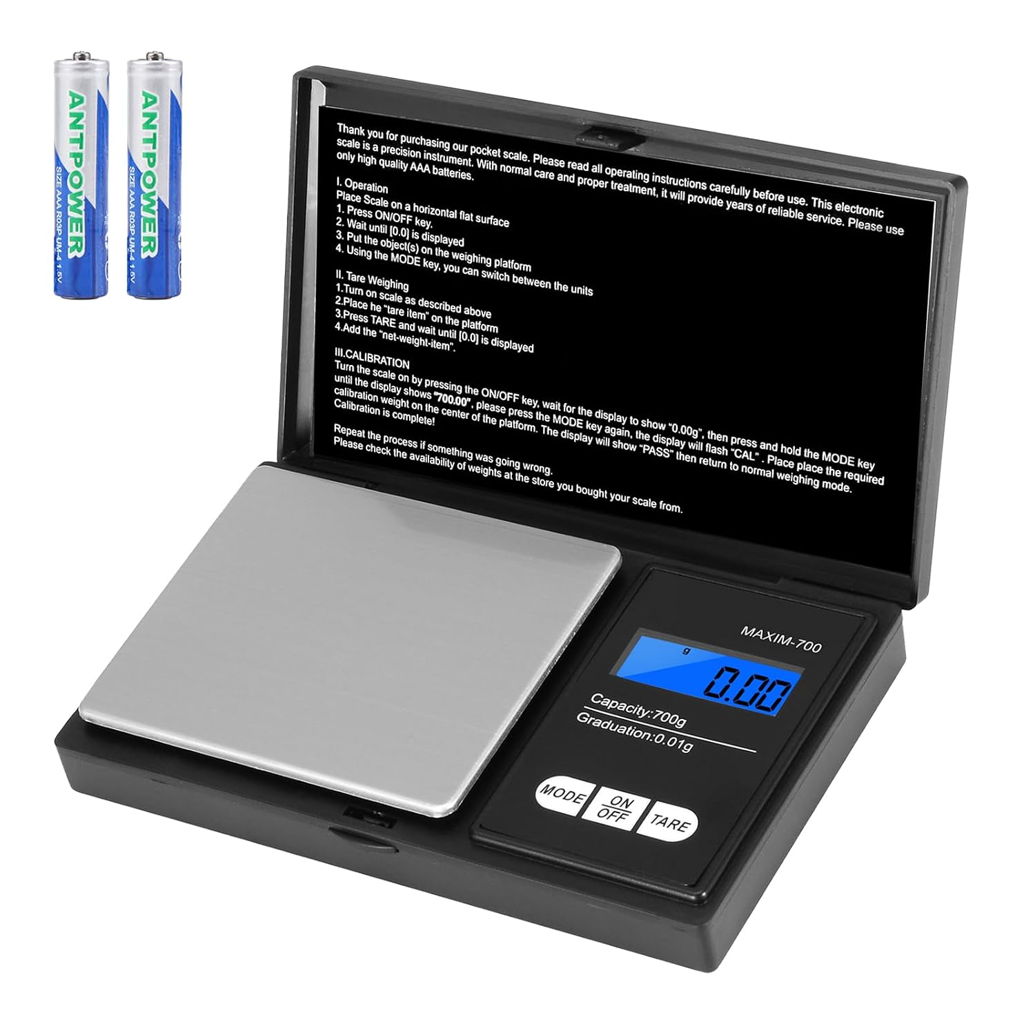 Oderra Balance de Précision 700 g / 0,01 g, Portable avec Écran LCD