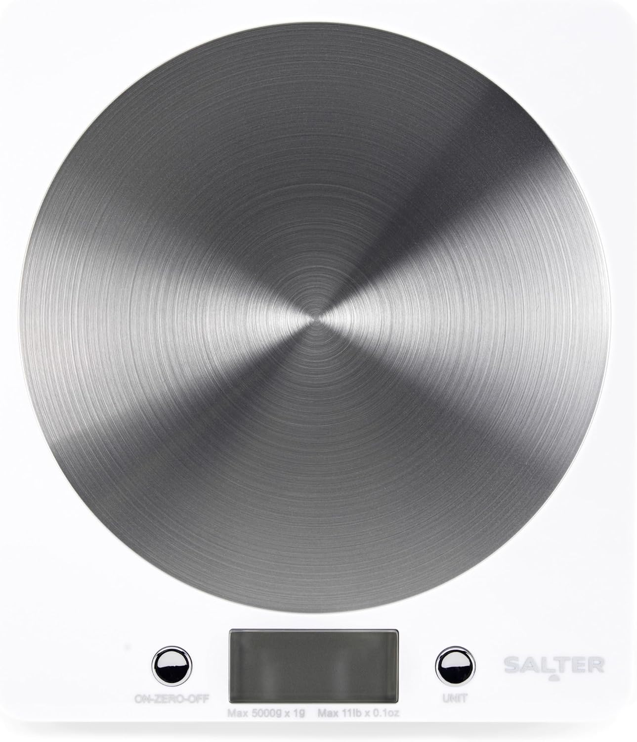 Salter 1036 SVSSDR Balance de cuisine électronique – Fonction Tare - Capacité de 5kg – acier inoxydable - grammes, ml, onces, livres