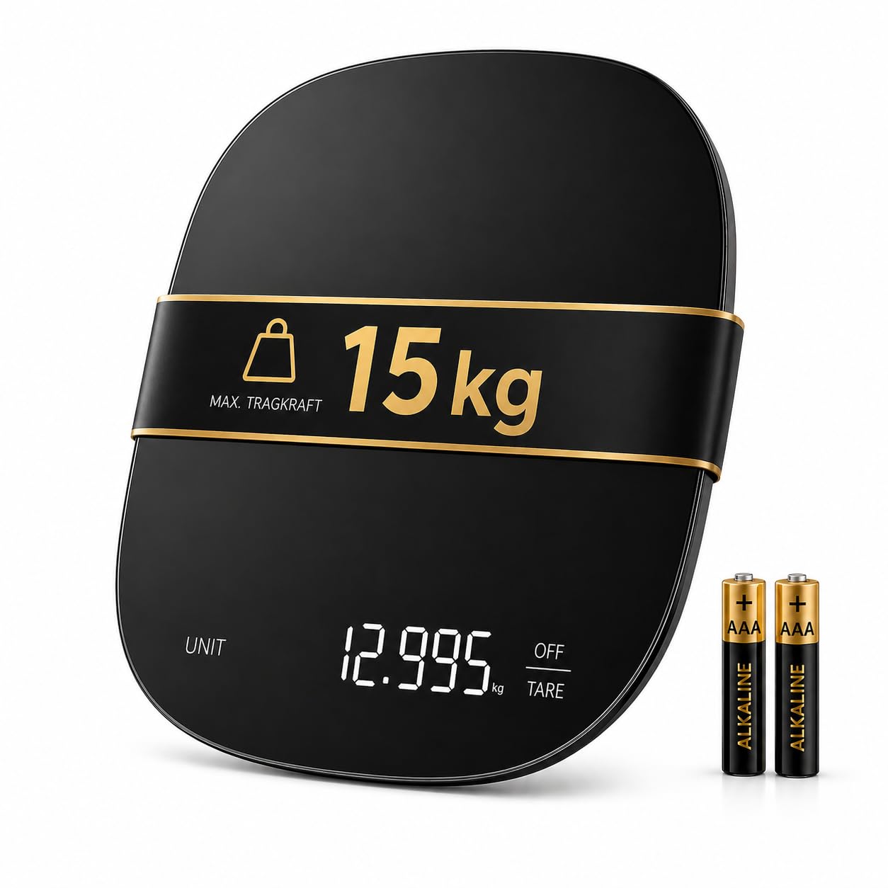 ADE balance de cuisine numérique 15 kg | précision au gramme | grand écran LED lumineux | fonction tare | piles AAA incluses | noir