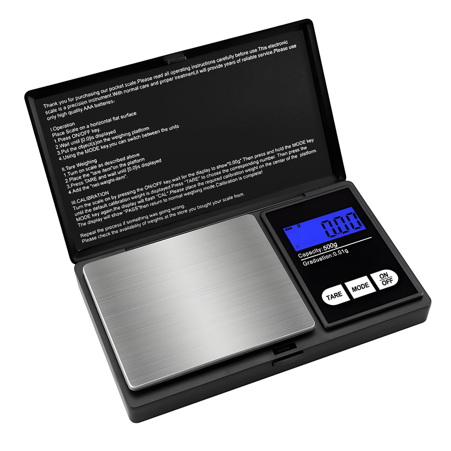 GeekerChip Balance de Precision 500g/0.01g,Balance de Poche avec Écran LCD Rétroéclairé,Balance De Cuisine NuméRiques,Balance Numérique avec Fonction de Tare(7 Unités)