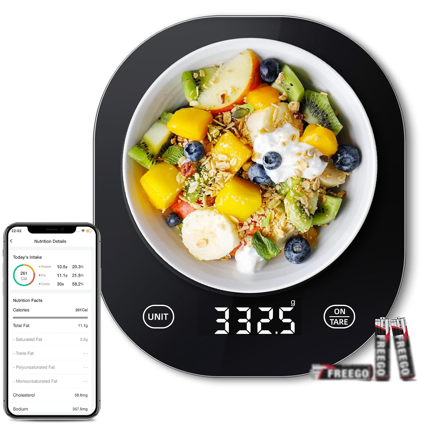 arboleaf Balance de Cuisine Noire 10 kg/0,5 g, Piles 3AAA Incluses
