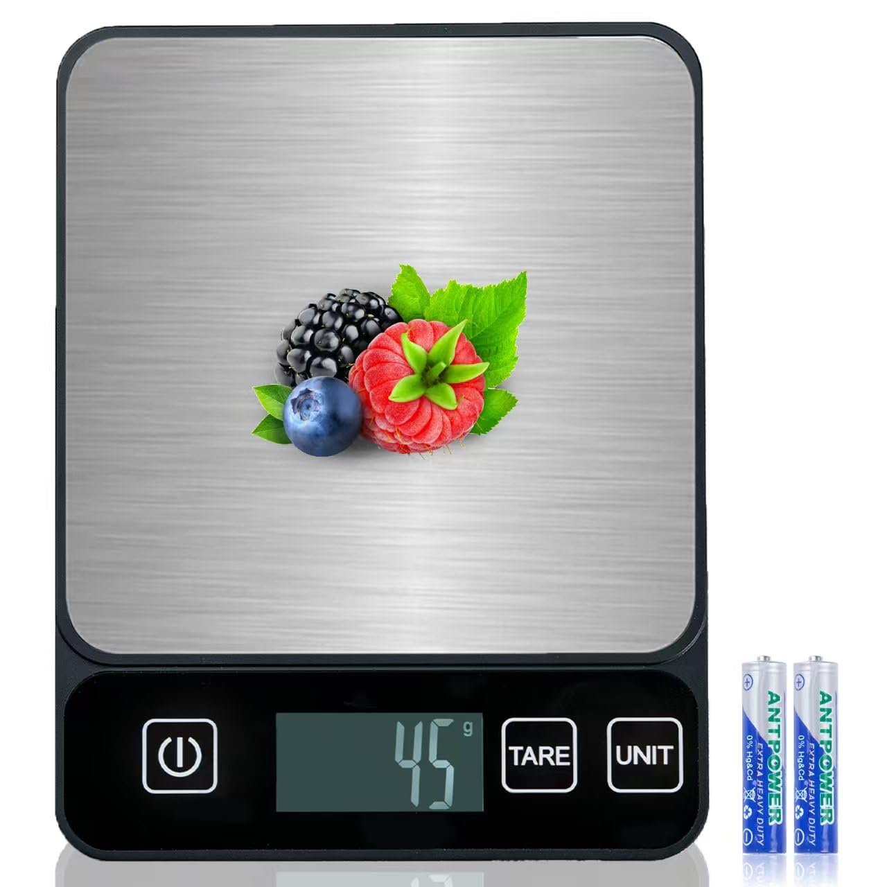 GIBOHOM Balance de Cuisine Électronique, 10 kg Balance Alimentaire de Haute Précision 1 g/0,1 oz avec Écran LCD et Fonction Tare, Pese Aliment Cuisine Acier Inoxydable 6 Unités, Piles Incluses