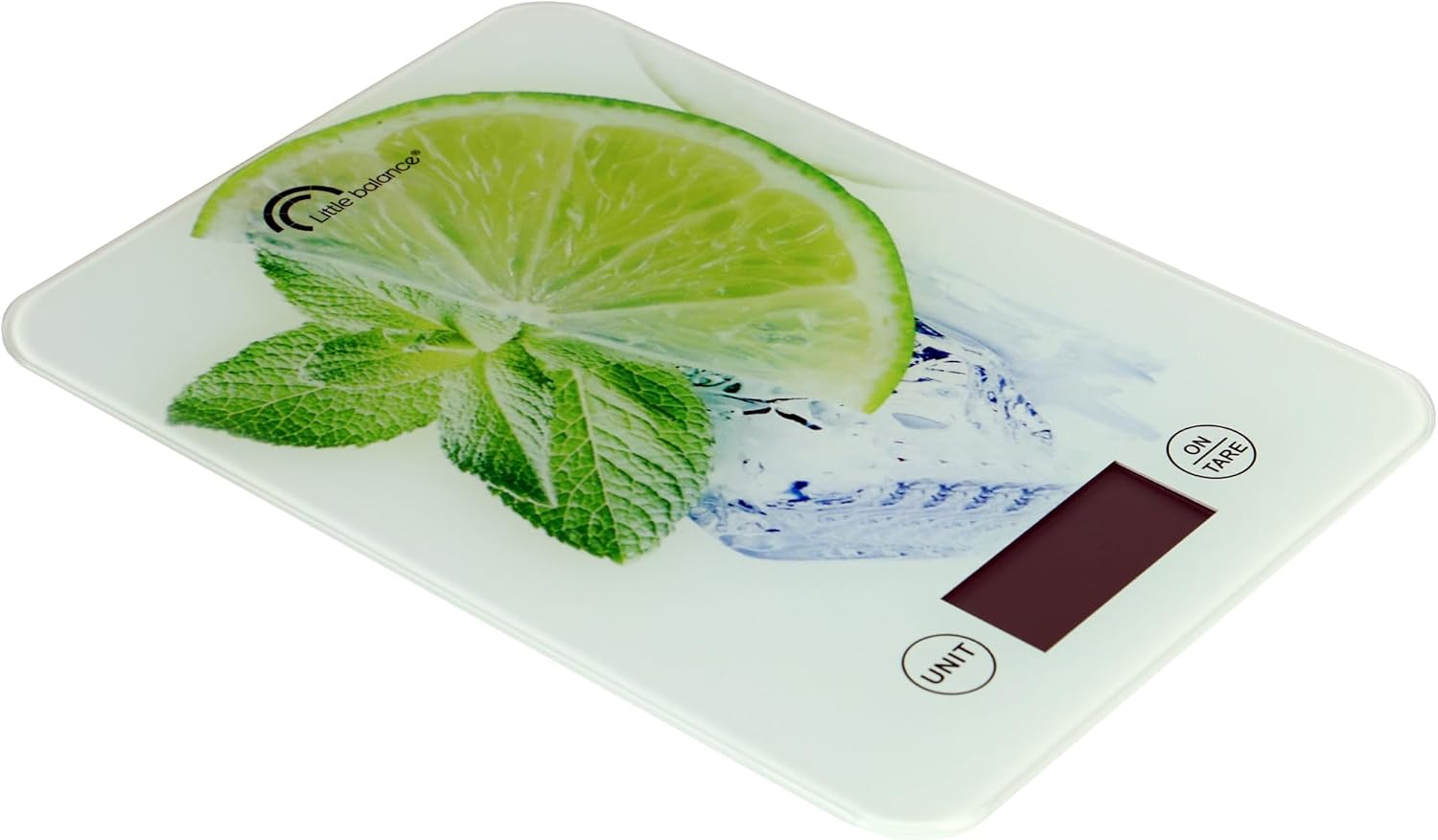 LITTLE BALANCE 8034 Slim, Balance de cuisine electronique, 5 kg / 1 g, Plateau en verre trempe, Extra-plate, Citron